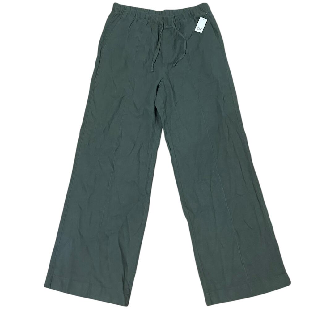 GAP | NWT Linen Blend Wide Leg Midrise Pants in Thyme Green Small